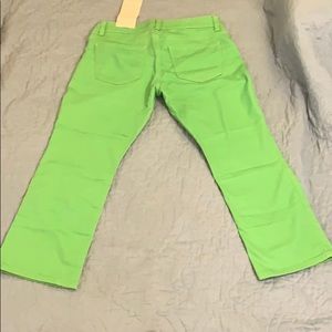 Talbots NWT Signature Crop Flare Petites Green Jean Capris Straight Stretch.